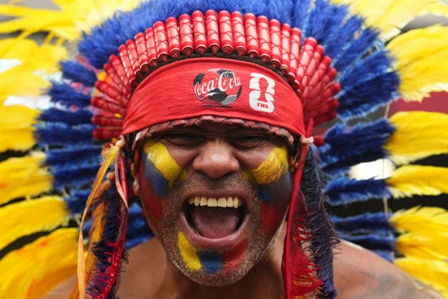 July 7, 2026, Vancouver, Bc, CANADA: A Colombia fan cheers ahead of a World Cup Round of 16 soccer match between Colombia and Switzerland, in Vancouver, on Tuesday, July 7, 2026. Canada News - July 7, 2026  - ZUMAc35_ 20260707_zaf_c35_185 Copyright: xEthanxCairnsx