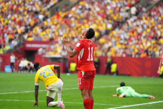 Switzerland v Colombia - FIFA World Cup, WM, Weltmeisterschaft, Fussball 2026 - Round of 16 VANCOUVER, CANADA - JULY 07: Dan Ndoye of Switzerland reacts during the 2026 FIFA World Cup Round of 16 match between Switzerland and Colombia at BC Place in Vancouver, British Columbia, Canada, on July 07, 2026. Ercin Erturk Anadolu British Columbia Canada. Editorial use only. Please get in touch for any other usage.  Copyright: x2026xAnadoluxErcinxErturkx