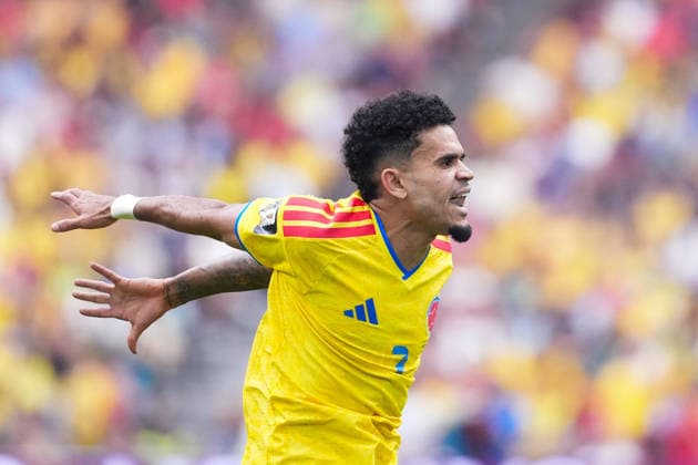 Luis Diaz of Colombia gestures during a FIFA Men’s World Cup 2026 round of 16 football match between Switzerland and Colombia at BC Place Vancouver, in Vancouver on July 07th 2026 (Photo by Alexandra Fechete SPP)  Copyright: xAlexandraxFechete SPPx Sportspressphoto_SPR187117