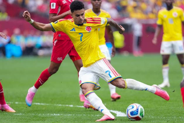 Luis Diaz of Colombia shoots for goal during a FIFA Men’s World Cup 2026 round of 16 football match between Switzerland and Colombia at BC Place Vancouver, in Vancouver on July 07th 2026 (Photo by Alexandra Fechete SPP)  Copyright: xAlexandraxFechete SPPx Sportspressphoto_SPR187118