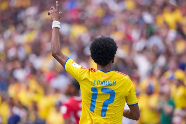 Johan Mojica of Colombia gestures during a FIFA Men’s World Cup 2026 round of 16 football match between Switzerland and Colombia at BC Place Vancouver, in Vancouver on July 07th 2026 (Photo by Alexandra Fechete SPP)  Copyright: xAlexandraxFechete SPPx Sportspressphoto_SPR187119