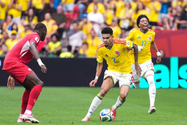 Daniel Munoz of Colombia runs with the ball during a FIFA Men’s World Cup 2026 round of 16 football match between Switzerland and Colombia at BC Place Vancouver, in Vancouver on July 07th 2026 (Photo by Alexandra Fechete SPP)  Copyright: xAlexandraxFechete SPPx Sportspressphoto_SPR187127