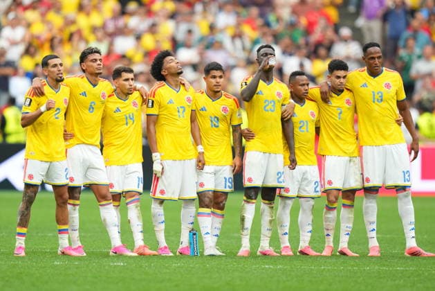 Switzerland v Colombia - FIFA World Cup, WM, Weltmeisterschaft, Fussball 2026 - Round of 16 VANCOUVER, CANADA - JULY 07: Players of Colombia line up at the penalty shoot-out during the 2026 FIFA World Cup Round of 16 match between Switzerland and Colombia at BC Place in Vancouver, British Columbia, Canada, on July 07, 2026. Ercin Erturk Anadolu British Columbia Canada. Editorial use only. Please get in touch for any other usage.  Copyright: x2026xAnadoluxErcinxErturkx