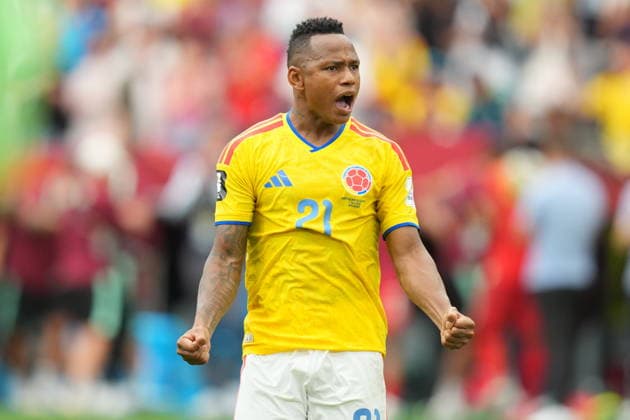 Switzerland v Colombia - FIFA World Cup, WM, Weltmeisterschaft, Fussball 2026 - Round of 16 VANCOUVER, CANADA - JULY 07: Jaminton Campaz (21) of Colombia is seen at the penalty shoot-out during the 2026 FIFA World Cup Round of 16 match between Switzerland and Colombia at BC Place in Vancouver, British Columbia, Canada, on July 07, 2026. Ercin Erturk Anadolu British Columbia Canada. Editorial use only. Please get in touch for any other usage.  Copyright: x2026xAnadoluxErcinxErturkx