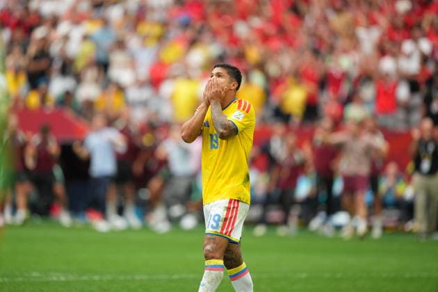 Switzerland v Colombia - FIFA World Cup, WM, Weltmeisterschaft, Fussball 2026 - Round of 16 VANCOUVER, CANADA - JULY 07: Juan Camilo ‘Cucho’ Hernandez of Colombia reacts after penalty shoot-out following the 2026 FIFA World Cup Round of 16 match between Switzerland and Colombia at BC Place in Vancouver, British Columbia, Canada, on July 07, 2026. Ercin Erturk Anadolu British Columbia Canada. Editorial use only. Please get in touch for any other usage.  Copyright: x2026xAnadoluxErcinxErturkx