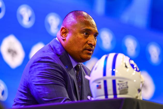 July 7, 2026, Frisco, Texas, USA: FRISCO, TX : BYU head football coach KALANI SITAKE addresses the media during the 2026 Monster Energy Big 12 Football Media Days at the Ford Center in Frisco on Tuesday. 2026 Big 12 Media Day  - ZUMAm257 20260707_zsp_m257_033 Copyright: xBrianxMcLeanx