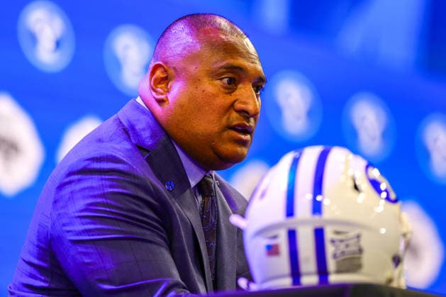 July 7, 2026, Frisco, Texas, USA: FRISCO, TX : BYU head football coach KALANI SITAKE addresses the media during the 2026 Monster Energy Big 12 Football Media Days at the Ford Center in Frisco on Tuesday. 2026 Big 12 Media Day  - ZUMAm257 20260707_zsp_m257_035 Copyright: xBrianxMcLeanx