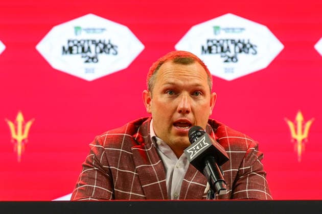 July 7, 2026, Frisco, Texas, USA: FRISCO, TX : Arizona State head football coach KENNY DILINGHAM addresses the media during the 2026 Monster Energy Big 12 Media Days at the Ford Center in Frisco on Tuesday. 2026 Big 12 Media Days  - ZUMAm257 20260707_zsp_m257_039 Copyright: xBrianxMcLeanx