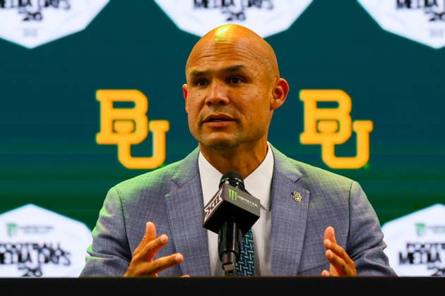 July 7, 2026, Frisco, Texas, USA: FRISCO, TX : Baylor head football coach DAVE ARANDA addresses the media during the 2026 Monster Energy Big 12 Media Days at the Ford Center in Frisco on Tuesday. Frisco USA - ZUMAm257 20260707_zsp_m257_046 Copyright: xBrianxMcLeanx