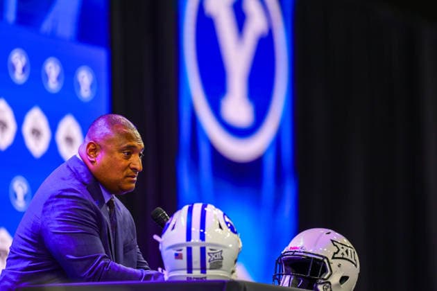 July 7, 2026, Frisco, Texas, USA: FRISCO, TX : BYU head football coach KALANI SITAKE addresses the media during the 2026 Monster Energy Big 12 Football Media Days at the Ford Center in Frisco on Tuesday. 2026 Big 12 Media Day  - ZUMAm257 20260707_zsp_m257_041 Copyright: xBrianxMcLeanx