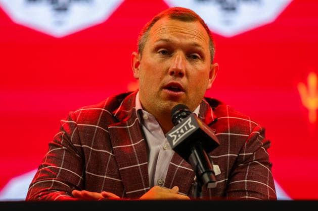 July 7, 2026, Frisco, Texas, USA: FRISCO, TX : Arizona State head football coach KENNY DILINGHAM addresses the media during the 2026 Monster Energy Big 12 Media Days at the Ford Center in Frisco on Tuesday. Frisco USA - ZUMAm257 20260707_zsp_m257_050 Copyright: xBrianxMcLeanx