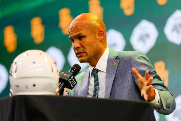 July 7, 2026, Frisco, Texas, USA: FRISCO, TX : Baylor head football coach DAVE ARANDA addresses the media during the 2026 Monster Energy Big 12 Media Days at the Ford Center in Frisco on Tuesday. Frisco USA - ZUMAm257 20260707_zsp_m257_057 Copyright: xBrianxMcLeanx