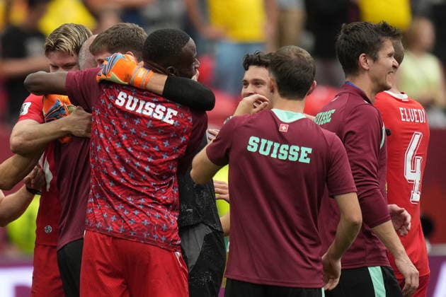 FIFA World Cup, WM, Weltmeisterschaft, Fussball 2026 - Round of 16 - Switzerland vs Colombia Players of Switzerland celebrate winning the FIFA World Cup 2026 Round of 16 match Switzerland against Colombia, in Vancouver, Canada, 07 July 2026. VANCOUVER Canada  Copyright: xBOBxFRIDx