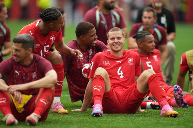FIFA World Cup, WM, Weltmeisterschaft, Fussball 2026 - Round of 16 - Switzerland vs Colombia Players of Switzerland celebrate winning of the FIFA World Cup 2026 Round of 16 match Switzerland against Colombia, in Vancouver, Canada, 07 July 2026. VANCOUVER Canada  Copyright: xBOBxFRIDx