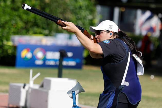 ISSF World Cup Shotgun - Day Three Bongini Sara of Italy shoots during the ISSF World Cup Shotgun day three at the Concaverde Shooting Range in Lonato del Garda, Italy, on July 7, 2026. Lonato del Garda Brescia Italy  Copyright: xRichardxMorganox originalFilename:morgano-issfworl260707_npSJY.jpg