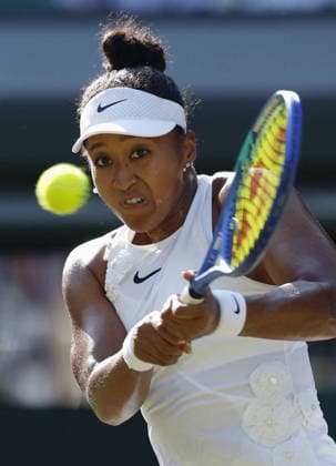 Tennis: Wimbledon championships Naomi Osaka of Japan plays against Karolina Muchova of the Czech Republic in the women s singles quarterfinals at the Wimbledon tennis tournament in London on July 7, 2026.  A14AA0005622054P