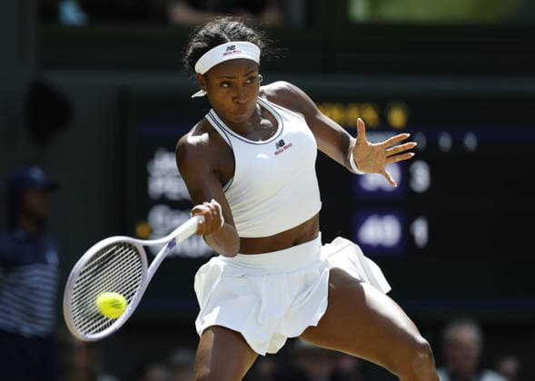 Sport Bilder des Tages #2 Tennis: Wimbledon championships Coco Gauff of the United States plays against her compatriot Jessica Pegula in the women s singles quarterfinals at the Wimbledon tennis tournament in London on July 7, 2026.  A14AA0005622081P