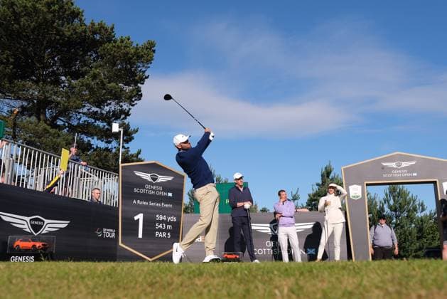 UK: The Genesis Scottish Open at The Renaissance Club, North Berwick, Scotland on 08 July 2026: Pictured: Scottie Scheffler (USA) on the 1st tee during the pro-am at the Genesis Scottish Open Championship 2026 North Berwick The Renaissance Club Scotland Scotland Copyright: xAlexxToddx