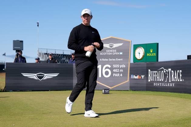 UK: The Genesis Scottish Open at The Renaissance Club, North Berwick, Scotland on 08 July 2026: Pictured: Rory McIlroy (Northern Ireland) on the 16th tee during the pro-am at the Genesis Scottish Open Championship 2026 North Berwick The Renaissance Club Scotland Scotland Copyright: xAlexxToddx