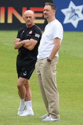 07.07.2026, xrekx, Fussball 2.Bundesliga, 1.FC Kaiserslautern - Training v.l. Torsten Lieberknecht Trainer (1.FC Kaiserslautern) Marcel Klos Sportdirektor (1.FC Kaiserslautern) (DFL DFB REGULATIONS PROHIBIT ANY USE OF PHOTOGRAPHS as IMAGE SEQUENCES and or QUASI-VIDEO) Kaiserslautern *** July 7, 2026, xrekx, Soccer 2. Bundesliga, 1 FC Kaiserslautern Training: Torsten Lieberknecht, Head Coach of 1 FC Kaiserslautern; Marcel Klos, Sporting Director of 1 FC Kaiserslautern. DFL and DFB regulations prohibit any use of photographs as image sequences and or quasi-video. Kaiserslautern