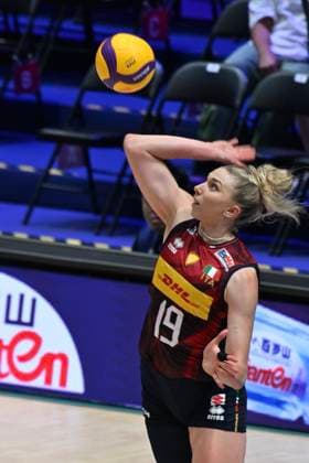 RECORD DATE NOT STATED HONG KONG-SPORTS Volleyball Nations League Hong Kong Sarah Luisa Fahr (No.19) from team Italy during the match between Italy and Ukraine Volleyball Nations League Hong Kong 2026 in Hong Kong, July 8, 2026.NEXPHER Kobe Li Hong Kong