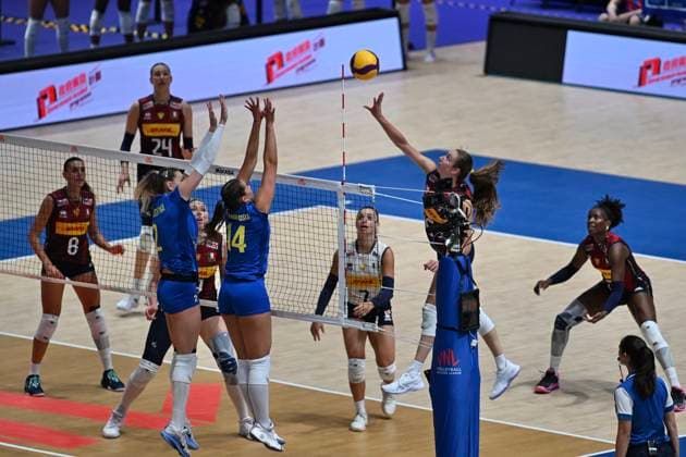 RECORD DATE NOT STATED HONG KONG-SPORTS Volleyball Nations League Hong Kong Stella Nervini (No.16) from team Italy during the match between Italy and Ukraine Volleyball Nations League Hong Kong 2026 in Hong Kong, July 8, 2026.NEXPHER Kobe Li Hong Kong