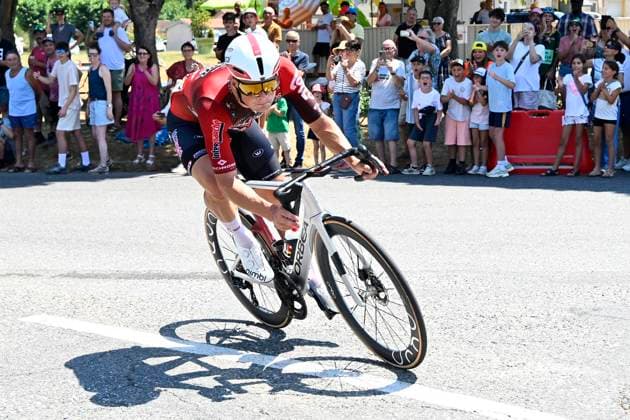 Tour de France 2026 Stage 5 PAU, FRANCE - JULY 08 : Veistroffer Baptiste (FRA) of Lotto - Intermarche during stage 5 of the 113rd edition of Tour de France an UCI World Tour 2.UWT cycling road race stage for Men Elite of 158 km with start in Lannemezan and finish in Pau on July 8, 2026 in Pau, France, 08 07 2026 Pau France  Copyright: xTomasxSiskx