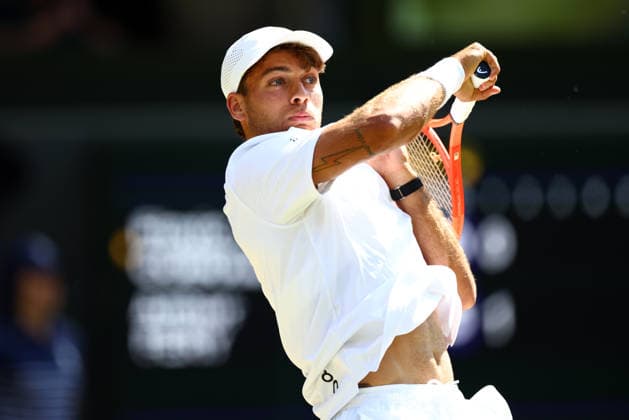 Flavio Cobolli during his quarter final match Wimbledon Tennis Championships, Day 10, The All England Lawn Tennis and Croquet Club, London, UK - 08 Jul 2026London The All England Lawn Tennis and United Kingdom  Copyright: xJamesxMarsh Shutterstockx 16978036dz
