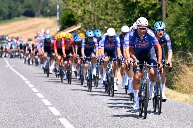 Tour de France 2026 Stage 5 PAU, FRANCE - JULY 08 : Dillier Silvan (SUI) of Alpecin - Premier Tech during stage 5 of the 113rd edition of Tour de France an UCI World Tour 2.UWT cycling road race stage for Men Elite of 158 km with start in Lannemezan and finish in Pau on July 8, 2026 in Pau, France, 08 07 2026 ( Motordriver Kurt Vandenborre - Pau France  Copyright: xTomasxSiskx