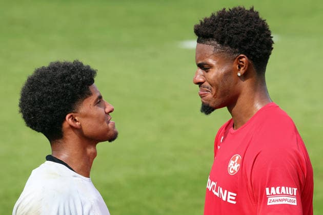 08.07.2026, xrekx, Fussball 2.Bundesliga, 1.FC Kaiserslautern - Training v.l. Yannick Onohiol (1.FC Kaiserslautern) Kelven Frees (1.FC Kaiserslautern) lacht, laechelt, positiv, zufrieden, laughs, smiles, positive, satisfied (DFL DFB REGULATIONS PROHIBIT ANY USE OF PHOTOGRAPHS as IMAGE SEQUENCES and or QUASI-VIDEO) Kaiserslautern *** July 8, 2026, xrekx, Soccer 2. Bundesliga, 1. FC Kaiserslautern Training v l Yannick Onohiol 1. FC Kaiserslautern Kelven Frees 1. FC Kaiserslautern laughing, smiling, positive, satisfied, laughs, smiles, positive, satisfied DFL DFB REGULATIONS PROHIBIT ANY USE OF PHOTOGRAPHS as IMAGE SEQUENCES and or QUASI-VIDEO Kaiserslautern
