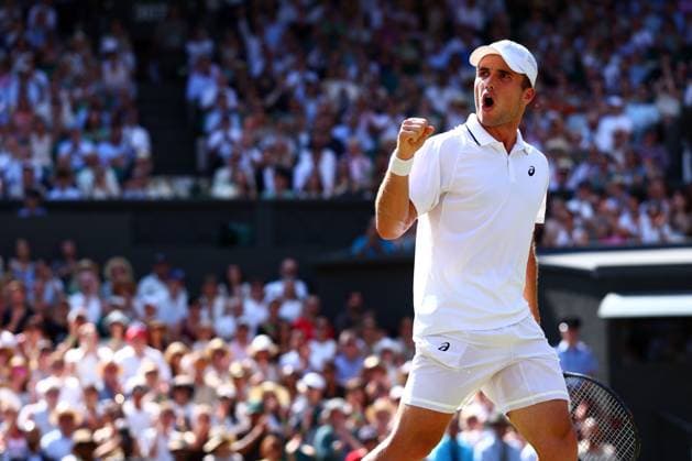 Arthur Fery celebrates during his quarter final match Wimbledon Tennis Championships, Day 10, The All England Lawn Tennis and Croquet Club, London, UK - 08 Jul 2026London The All England Lawn Tennis and United Kingdom  Copyright: xJamesxMarsh Shutterstockx 16978036fq