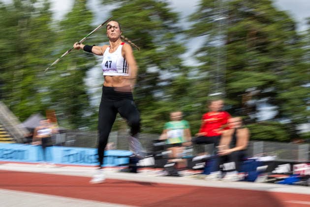 260708 Beatrice Lantz Hässelby SK tävlar i damernas spjut under friidrottstävlingen Folksam Grand Prix den 8 juli 2026 i Karlstad. *** July 8, 2026: Beatrice Lantz of Hässelby SK will compete in the women’s javelin throw at the Folksam Grand Prix track and field meet in Karlstad  Copyright: FREDRIKxKARLSSON BB260708FK005