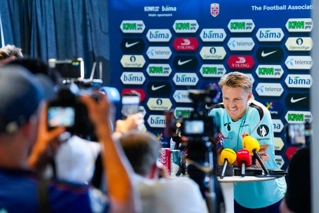 Fotball-VM 2026 Fort Lauderdale, Florida , USA 20260708. Norges Martin odegaard under et pressetreff med Norges herrelandslag i fotball pa Inter Miami CF Stadium. Foto: Fredrik Varfjell NTB Fort Lauderdale, Florida USA EDITORIAL USE ONLY. RESTRICTED USE FOR BETTING COMPANIES Ref:_SPOOOOCNdb-OEU.jpg *** 2026 FIFA World Cup, Fort Lauderdale, Florida, USA 20260708 Norway’s Martin Ødegaard during a press conference with the Norwegian men’s national soccer team at Inter Miami CF Stadium. Photo: Fredrik Varfjell, NTB, Fort Lauderdale, Florida, USA. EDITORIAL USE ONLY. RESTRICTED USE FOR BETTING COMPANIES  Copyright: xFredrikxVarfjellx xNTBx