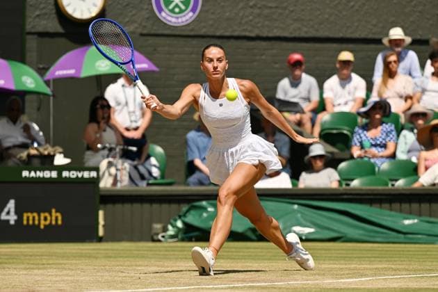 Wimbledon Tennis Championships 2026 - Day 10 LONDON, UNITED KINGDOM - JULY 08: Marta Kostyuk of Ukraine plays in the Ladies singles quarter-finals round match against Jasmine Paolini of Italy during day 10 of The Wimbledon Tennis Championships at All England Lawn Tennis and Croquet Club on July 08, 2026 in London, United Kingdom. Ray Tang Anadolu London United Kingdom. Editorial use only. Please get in touch for any other usage.  Copyright: x2026xAnadoluxRayxTangx