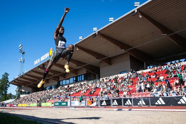 260708 Romeo N Tia Benin deltar i herrarnas längdhopp under friidrottstävlingen Folksam Grand Prix den 8 juli 2026 i Karlstad. *** July 8, 2026: Romeo N Tia Benin will compete in the men s long jump at the Folksam Grand Prix track and field meet on July 8, 2026, in Karlstad  Copyright: FREDRIKxKARLSSON BB260708FK036
