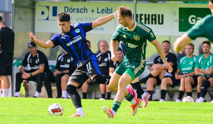 08.07.2026 - Fussball - Saison 2026 2027 - Testspiel Freundschaftsspiel Vorbereitungsspiel - SC Eltersdorf ( SCE Quecken ) - SpVgg Greuther Fürth ( Kleeblatt ) - - Sportfoto Zink - xwoxzix - regulations prohibit any use of photographs as image sequences and or quasi-video - only for editorial use - Aaron Keller (11, SpVgg Greuther Fürth ) Manfred Strobel (7, SC Eltersdorf ) *** July 8, 2026 Soccer Season 2026–2027 Exhibition Match Friendly Match Preseason Match SC Eltersdorf SCE Quecken SpVgg Greuther Fürth Kleeblatt Sports Photo Zink xwoxzix Regulations prohibit any use of photographs as image sequences and or quasi-video; for editorial use only for editorial use only: Aaron Keller 11, SpVgg Greuther Fürth; Manfred Strobel 7, SC Eltersdorf