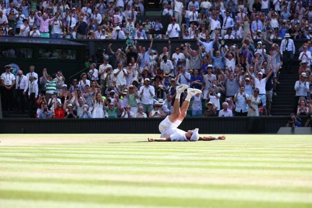 Arthur Fery celebrates victory during his Quarter-Final match Wimbledon Tennis Championships, Day 10, The All England Lawn Tennis and Croquet Club, London, UK - 08 Jul 2026London The All England Lawn Tennis and United Kingdom  Copyright: xKieranxMcManus Shutterstockx 16978034do