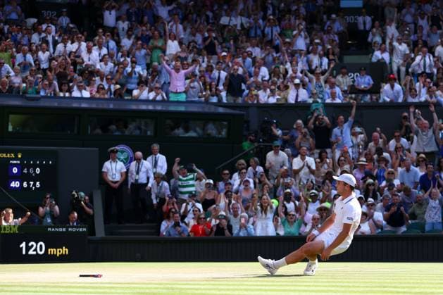 Arthur Fery celebrates victory during his Quarter-Final match Wimbledon Tennis Championships, Day 10, The All England Lawn Tennis and Croquet Club, London, UK - 08 Jul 2026London The All England Lawn Tennis and United Kingdom  Copyright: xKieranxMcManus Shutterstockx 16978034dt