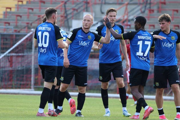 08.07.2026, Fussball, Herren, Saison 2026 2027, Testspiel, Freundschaftsspiel, SV Geislautern - 1. FC Saarbrücken, Torjubel zum 0:1, Torschütze: Christian Kühlwetter (1. FC Saarbrücken) Völklingen Hermann-Neuberger-Stadion Saarland Deutschland (DEU) *** July 8, 2026, Soccer, Men s, 2026–2027 season, Exhibition match, Friendly match, SV Geislautern vs. 1. FC Saarbrücken, Goal celebration for the 0–1, Goal scorer: Christian Kühlwetter, 1. FC Saarbrücken, Hermann Neuberger Stadium, Völklingen, Saarland, Germany (DEU) Copyright: xSebastianxBachx