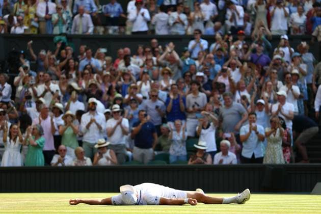 Arthur Fery celebrates victory during his Quarter-Final match Wimbledon Tennis Championships, Day 10, The All England Lawn Tennis and Croquet Club, London, UK - 08 Jul 2026London The All England Lawn Tennis and United Kingdom  Copyright: xKieranxMcManus Shutterstockx 16978034dz