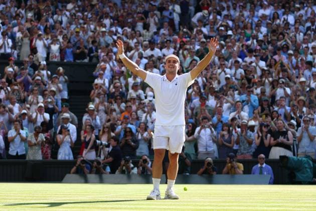Arthur Fery celebrates victory during his Quarter-Final match Wimbledon Tennis Championships, Day 10, The All England Lawn Tennis and Croquet Club, London, UK - 08 Jul 2026London The All England Lawn Tennis and United Kingdom  Copyright: xKieranxMcManus Shutterstockx 16978034ef