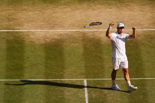 Arthur Fery celebrates victory during his Quarter-Final match Wimbledon Tennis Championships, Day 10, The All England Lawn Tennis and Croquet Club, London, UK - 08 Jul 2026London The All England Lawn Tennis and United Kingdom  Copyright: xEllaxLing Shutterstockx 16978035c