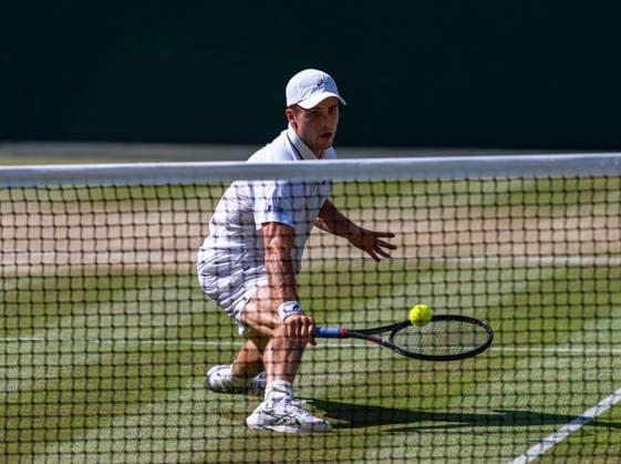 Tennis - Wimbledon Championship 2026 - Day 10 LONDON, ENGLAND - Wednesday, July 8, 2026: Arthur Fery (GBR) at the net during the Gentlemen s Singles Quarter-Final match on Day Ten of The Championships Wimbledon 2026 at the All England Lawn Tennis and Croquet Club. (Photo by Kirsten Holst Propaganda) LONDON All England Lawn Tennis and Croq GREATER LONDON ENGLAND  Copyright: xKirstenxHolstx 2026-07-08-061-Wimbledon_Day_10