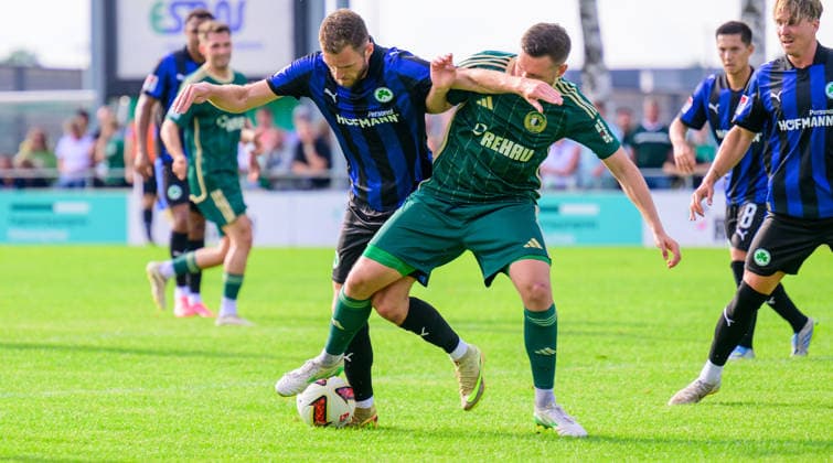 08.07.2026 - Fussball - Saison 2026 2027 - Testspiel Freundschaftsspiel Vorbereitungsspiel - SC Eltersdorf ( SCE Quecken ) - SpVgg Greuther Fürth ( Kleeblatt ) - - Sportfoto Zink - xwoxzix - regulations prohibit any use of photographs as image sequences and or quasi-video - only for editorial use - Dennis Srbeny (7, SpVgg Greuther Fürth ) Robin Renner (27, SC Eltersdorf ) *** July 8, 2026 Soccer Season 2026–2027 Exhibition Match Friendly Match Preseason Match SC Eltersdorf SCE Quecken SpVgg Greuther Fürth Kleeblatt Sports Photo Zink xwoxzix Regulations prohibit any use of photographs as image sequences and or quasi-video; for editorial use only for editorial use only: Dennis Srbeny 7, SpVgg Greuther Fürth; Robin Renner 27, SC Eltersdorf