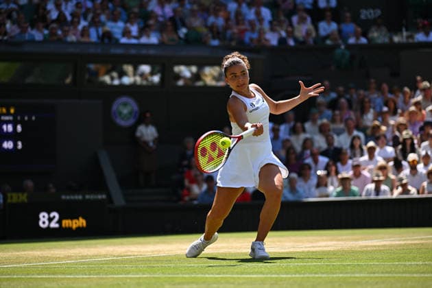 2026 Wimbledon - Jasmine Paolini Jasmine Paolini (ITA) during her quarter final round match at the 2026 Wimbledon Championships at the AELTC in London, GREAT BRITAIN, on JULY 8, 2026. Photo by Corinne Dubreuil ABACAPRESS.COM LONDON United Kingdom  Copyright: xDubreuilxCorinne ABACAx