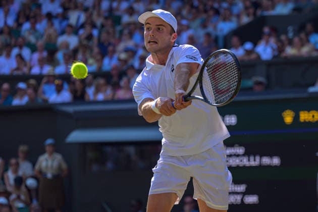 Day Ten: The Championships - Wimbledon 2026 LONDON, ENGLAND JULY 08 - Arthur Fery of Great Britain during Gentlemen s Quarter Final against Flavio Cobolli of Italy at The Wimbledon Lawn Tennis Championship at Wimbledon on July 08, 2026 in London, England. (Photo by Keeran Marquis)  Copyright: xKeeranxMarquis Fotoarena SPPx Sportspressphoto_SPR187638