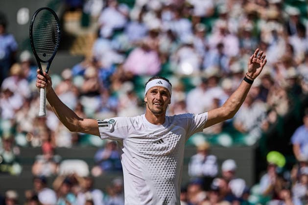 July 8, 2026, London, London, Great Britain: Alexander Zverev of Germany reacts after win during The Championships Wimbledon , 8.7.2026 in London (All England Lawn Tennis and Croquet Club), Great Britain Tennis 2026: Grand Slam: The Championships Wimbledon: 6th Day: 3rd Round: ZVEREV 6:4 6:4 6:2 FRITZ  - ZUMAs343 20260708_zsp_s343_084 Copyright: xMathiasxSchulzx