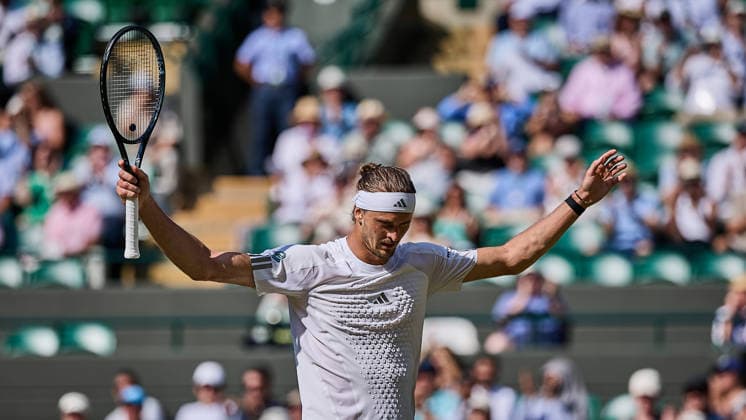 July 8, 2026, London, London, Great Britain: Alexander Zverev of Germany reacts after win during The Championships Wimbledon , 8.7.2026 in London (All England Lawn Tennis and Croquet Club), Great Britain Tennis 2026: Grand Slam: The Championships Wimbledon: 6th Day: 3rd Round: ZVEREV 6:4 6:4 6:2 FRITZ  - ZUMAs343 20260708_zsp_s343_088 Copyright: xMathiasxSchulzx