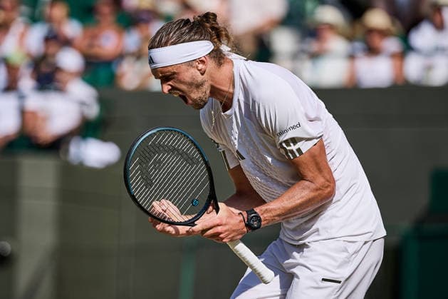 July 8, 2026, London, London, Great Britain: Alexander Zverev of Germany reacts very emotional after win the point during The Championships Wimbledon , 8.7.2026 in London (All England Lawn Tennis and Croquet Club), Great Britain Tennis 2026: Grand Slam: The Championships Wimbledon: 6th Day: 3rd Round: ZVEREV 6:4 6:4 6:2 FRITZ  - ZUMAs343 20260708_zsp_s343_089 Copyright: xMathiasxSchulzx