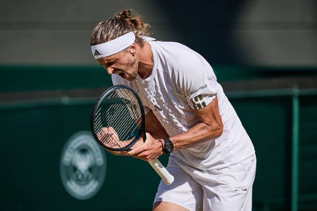 July 8, 2026, London, London, Great Britain: Alexander Zverev of Germany reacts very emotional after win the point during The Championships Wimbledon , 8.7.2026 in London (All England Lawn Tennis and Croquet Club), Great Britain Tennis 2026: Grand Slam: The Championships Wimbledon: 6th Day: 3rd Round: ZVEREV 6:4 6:4 6:2 FRITZ  - ZUMAs343 20260708_zsp_s343_093 Copyright: xMathiasxSchulzx